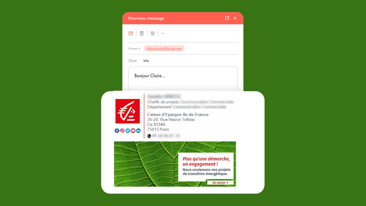 Les signatures harmonisées comprennent des bannières de communication client. - © LetSignIt / Caisse d’Epargne