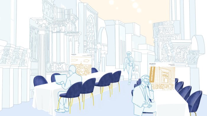 La scénographie de Museva a été repensée autour d’un espace avec des tables nappées - © Justine Delétang