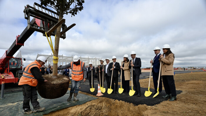 Plantation du premier arbre sur le nouveau site logistique de Zalando prévu pour 2025. - © Zalando