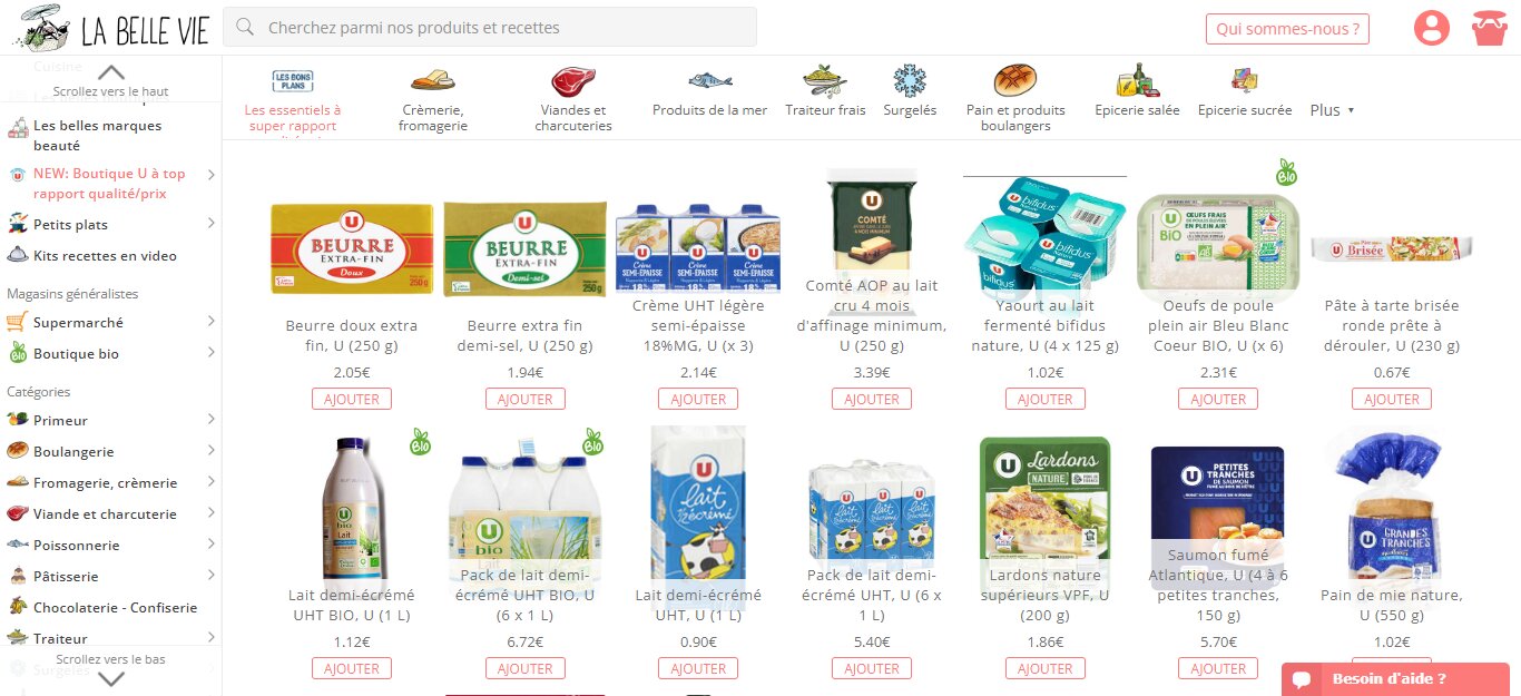 La Belle Vie a noué un partenariat avec Système U pour accéder à sa centrale d’achats et il propose aussi les MDD du distributeur sur son site. - © D.R.