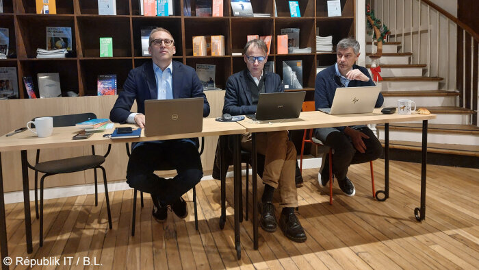 De gauche à droite : François Beaume, Hubert de l’Estoile et Michel Josset. - © Républik IT / B.L.