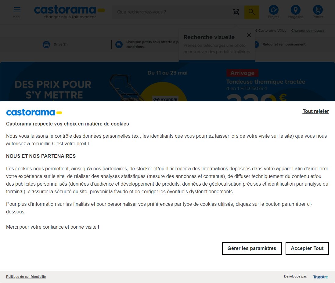 Castorama doit recueillir le consentement des internautes pour pouvoir envoyer des notifications. - © Castorama