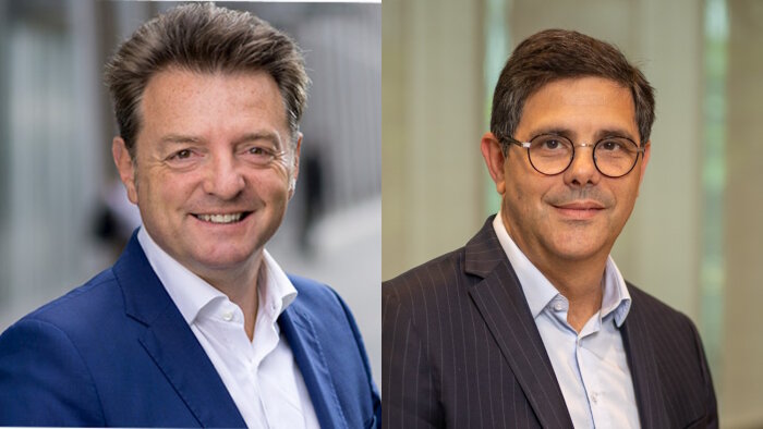 De gauche à droite : Bruno Delas, nouveau Group de la Société Générale, et Carlos Gonçalves. - © D.R.