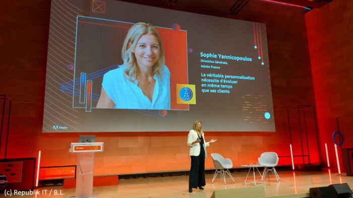 Sophie Yannicopoulos, DG Adobe France, a rappelé les messages forts de l’éditeur. - © Républik IT / B.L.