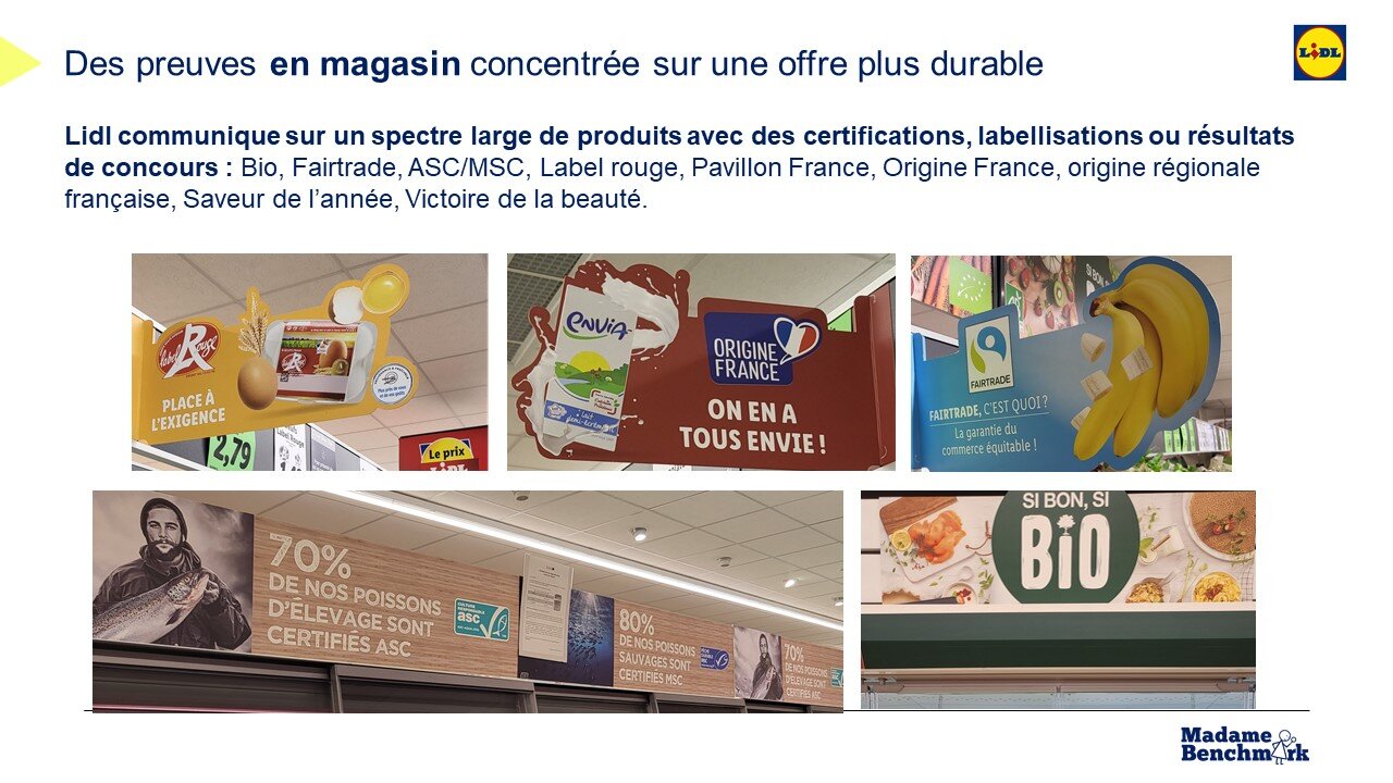 Lidl valorise un produit durable par catégorie. - © Mme Benchmark