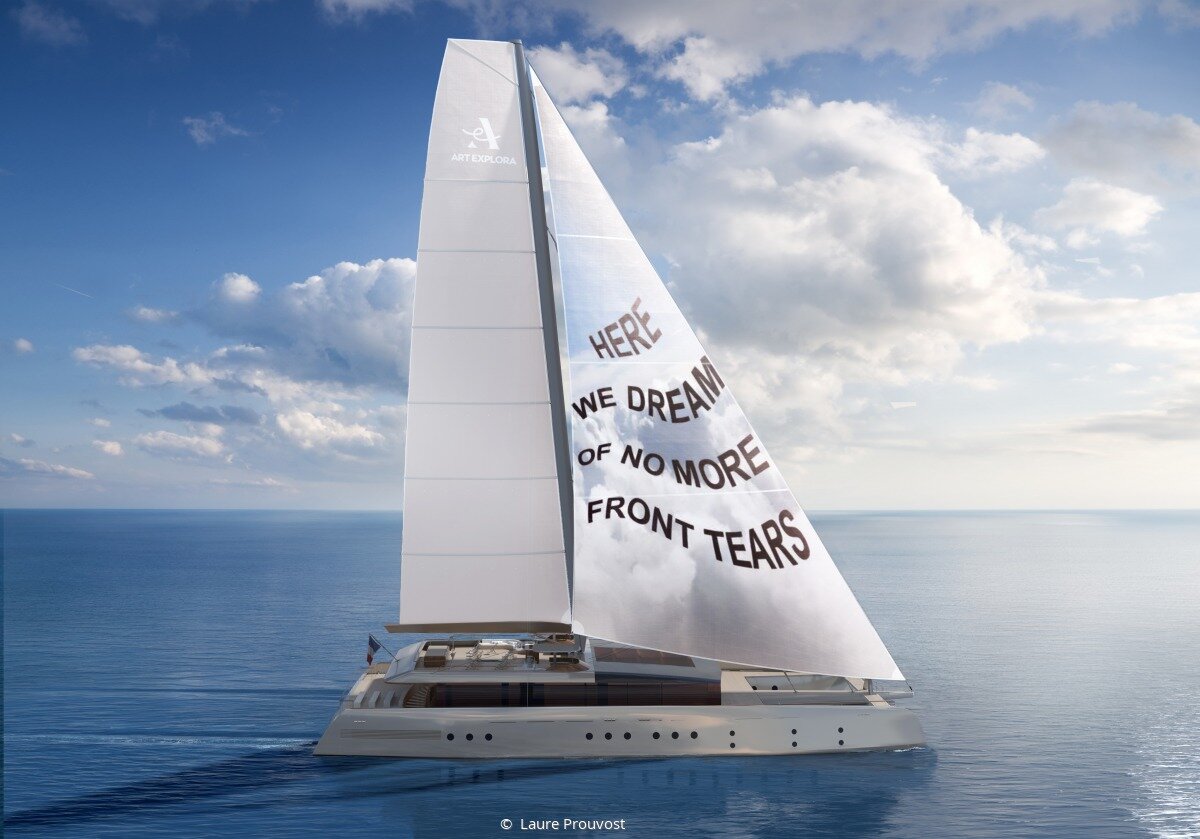La voile du bateau-musée a été designée par Laure Prouvost - © Laure Prouvost