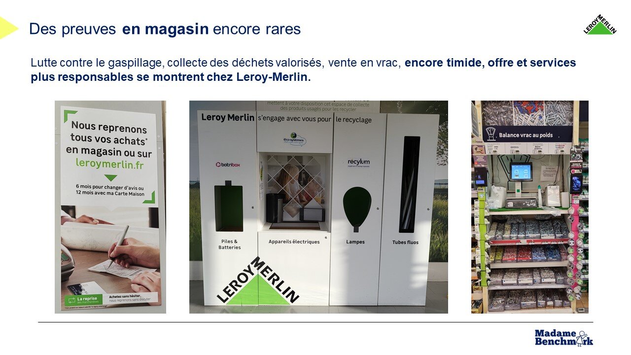 Leroy Merlin a créé des meubles esthétiques pour la collecte des déchets en magasin. - © Mme Benchmark