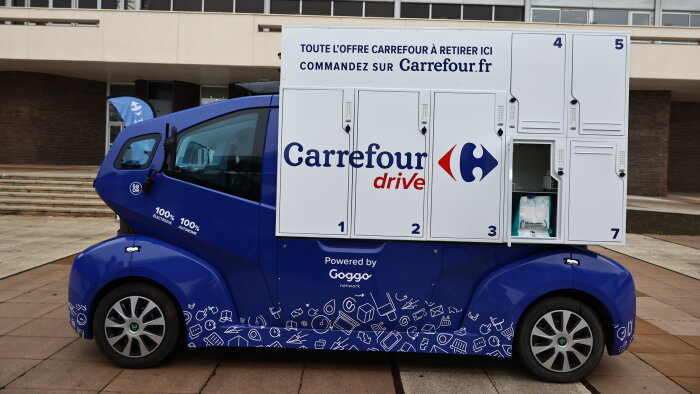 La navette, conçue par Milla, est opéré par Goggo Network pour le compte de Carrefour. - © D.R.