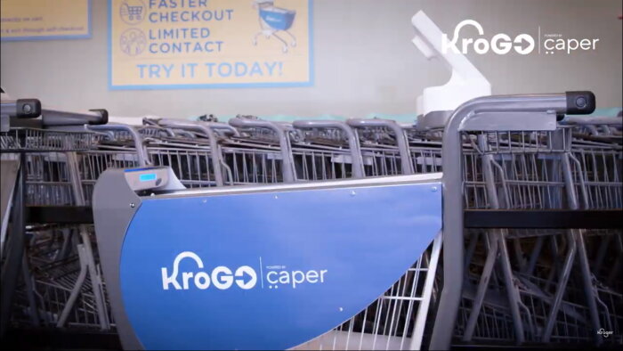 Le chariot connecté de Caper habillé par Kroger. - © D.R.