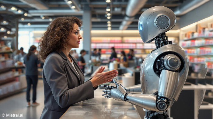 Discuter avec un robot ne plaît pas aux clients. - © Mistral.ai