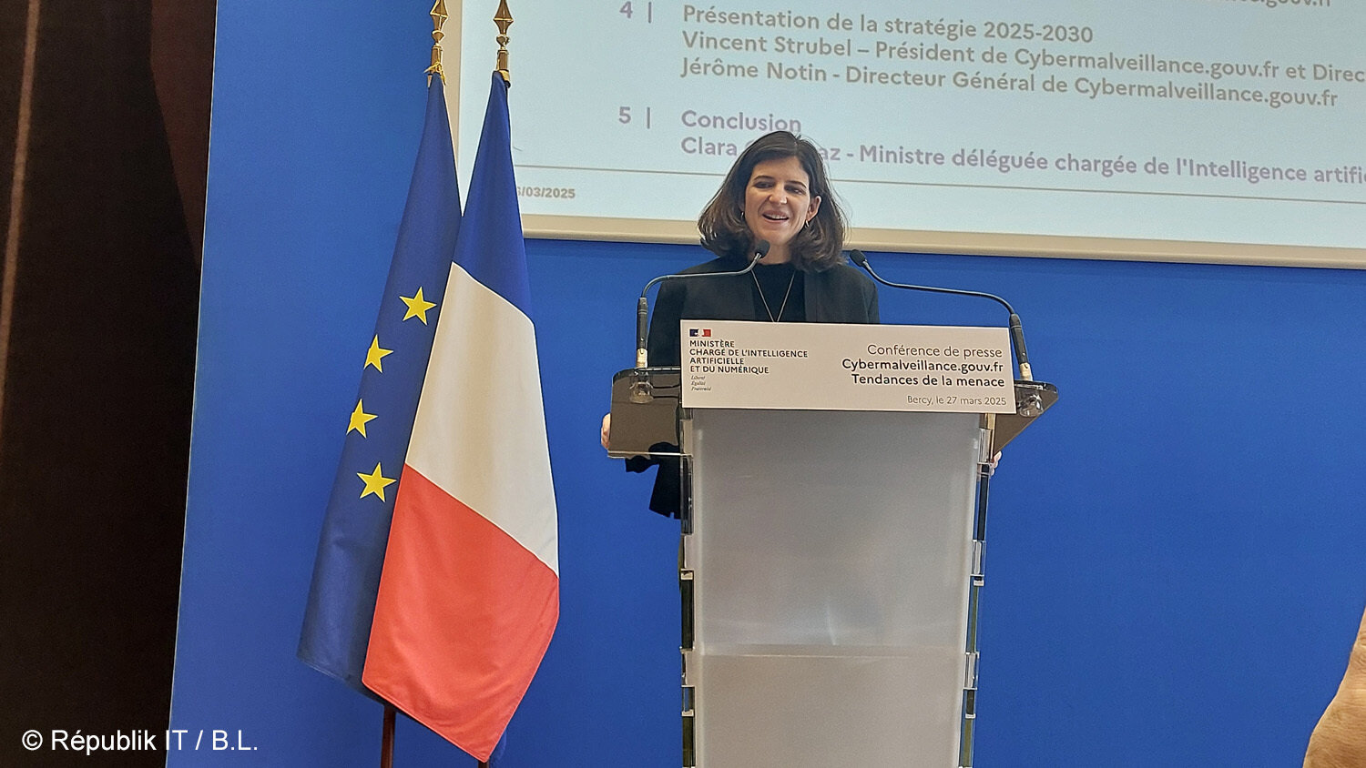Clara Chappaz, Ministre Déléguée chargée de l’IA et du Numérique, a conclu la présentation. - © Républik IT / B.L.