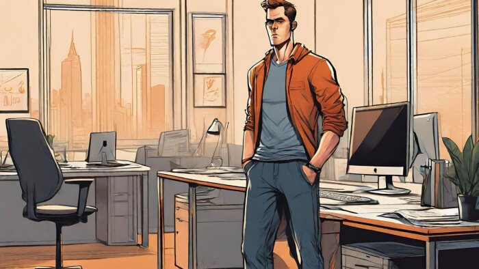 Si le costume reste majoritaire en entreprise, les tenues décontractées sont plus tolérées aux USA. - © Image générée par IA-Canva