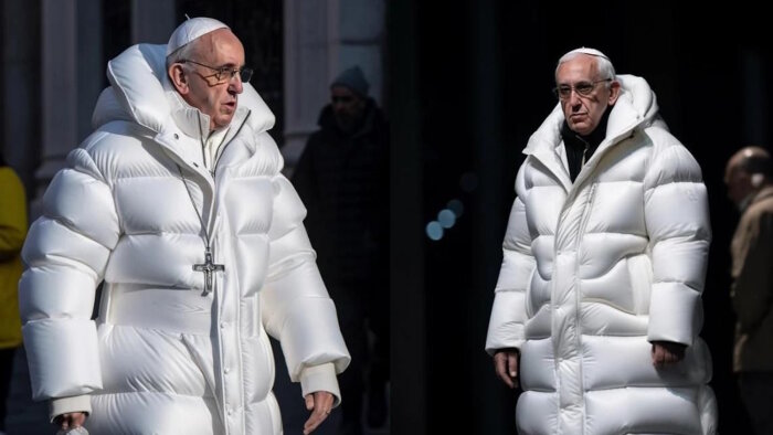 Le Pape en doudoune est une célèbre image générée par Midjourney. - © Midjourney