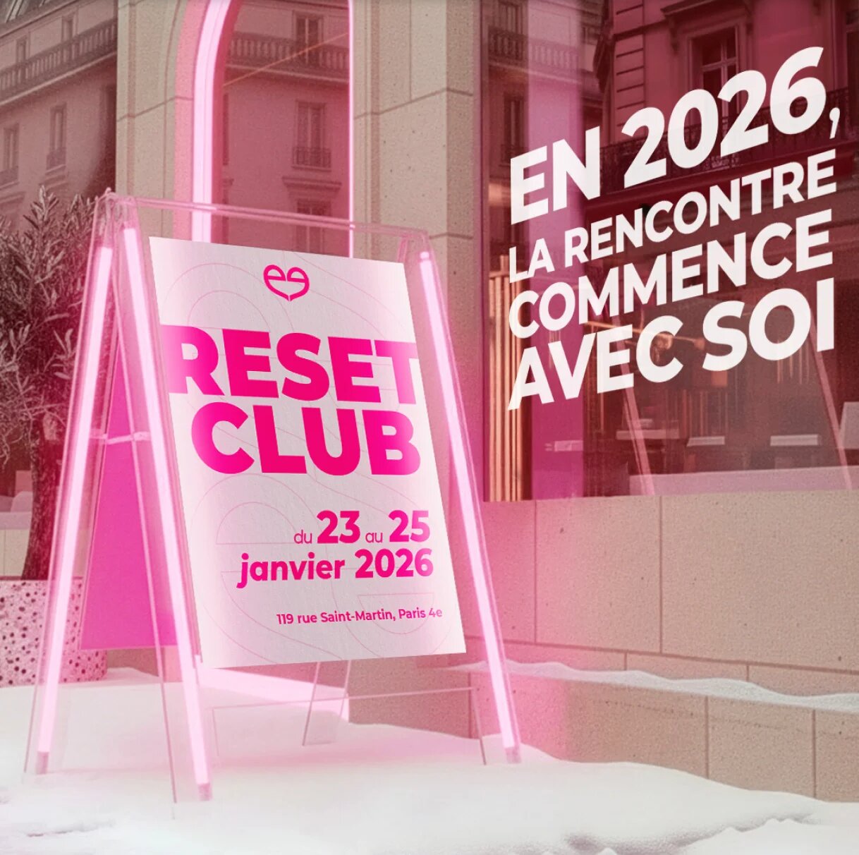 Ouvert de 10h à 20h, le Reset Club proposait un parcours immersif et bienveillant, conçu pour aider les visiteurs à faire une pause consciente dans leur vie amoureuse. - © D.R.