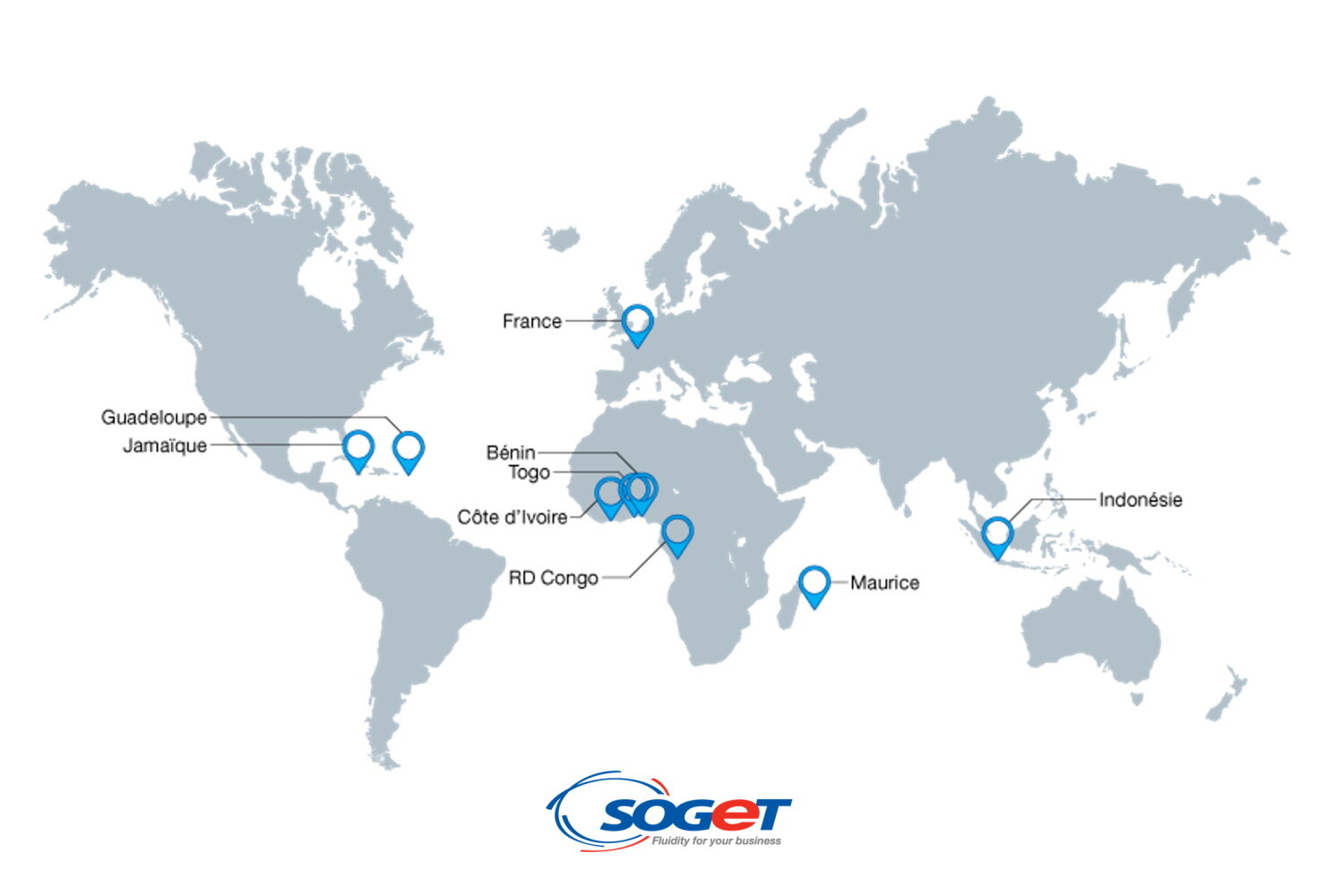 Implantations de la Soget dans le monde - © Soget