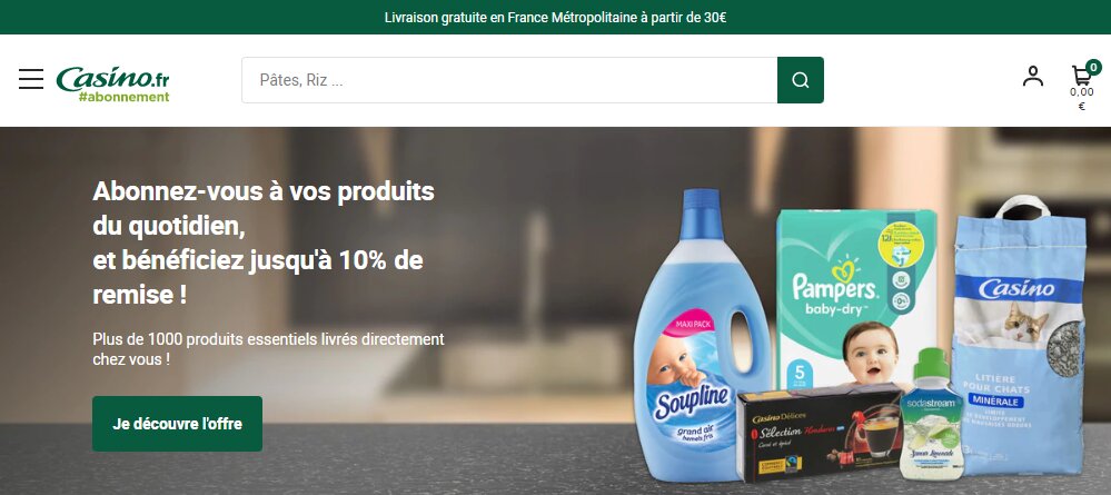 A l’instar d’Amazon ou Carrefour, Casino se lance aussi dans l’abonnement de produits PGC. - © Casino