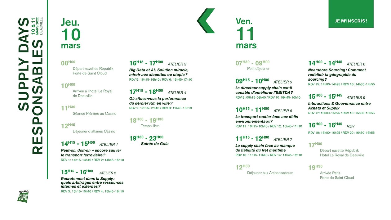 Le programme de Supply Days - © Républik