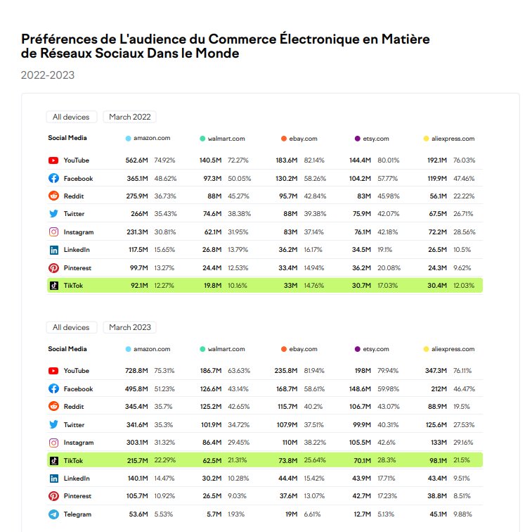 Préférences de l’audience e-commerce en matière de réseaux sociaux dans le monde. - © D.R.