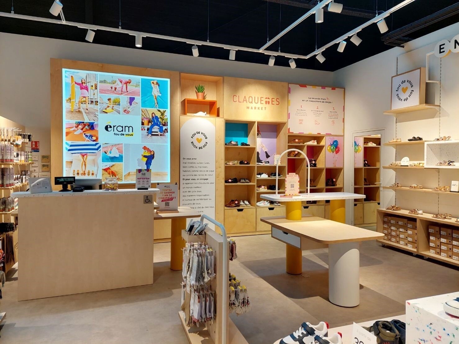 Un large espace Claquettes Market est prévu dans le concept Eram &amp; Co. - © Eram