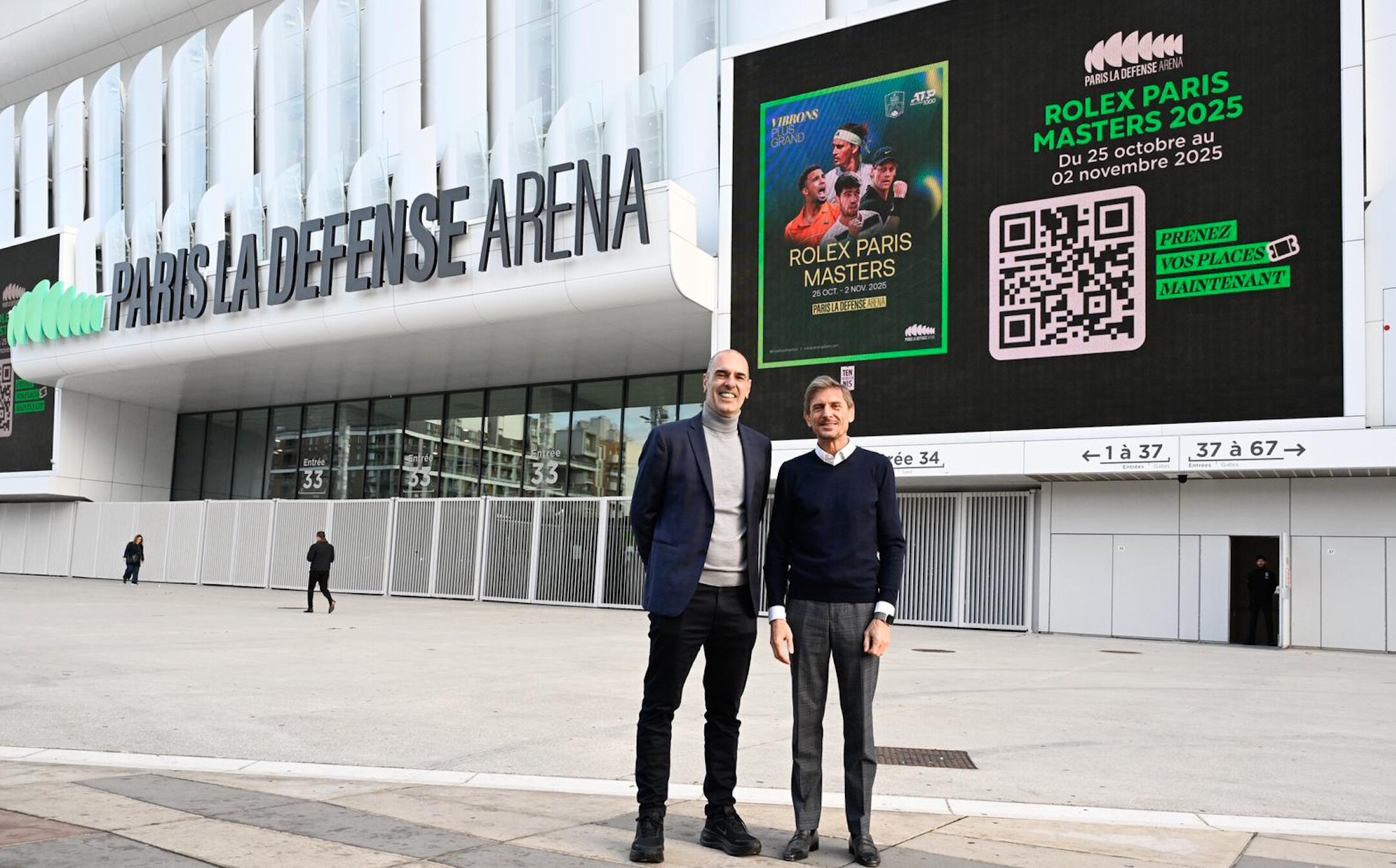 Cédric Pioline, directeur du tournoi, et Frédéric Longuépée, président de Paris La Défense Arena - © D.R.