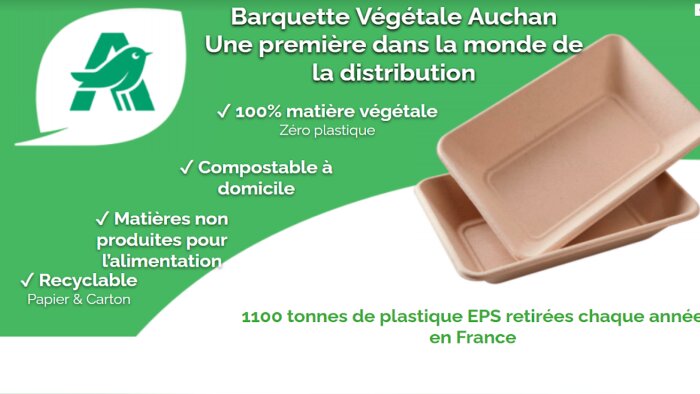 Avec ses barquettes compostables Auchan économise 1 100 tonnes de plastique