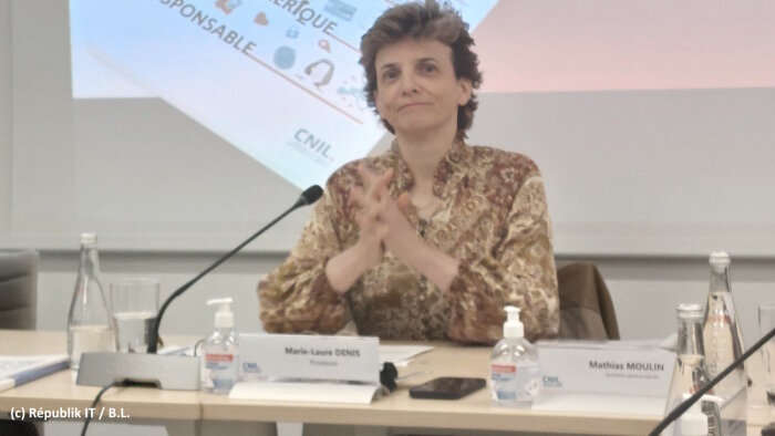 Marie-Laure Denis, présidente de la CNIL, a présenté le rapport d’activité 2022 le 23 mai 2023. - © Républik IT / B.L.