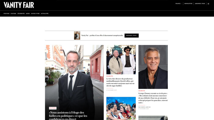 Le site vanityfair.fr déposait des cookies illégitimes.  - © Vanityfair.fr
