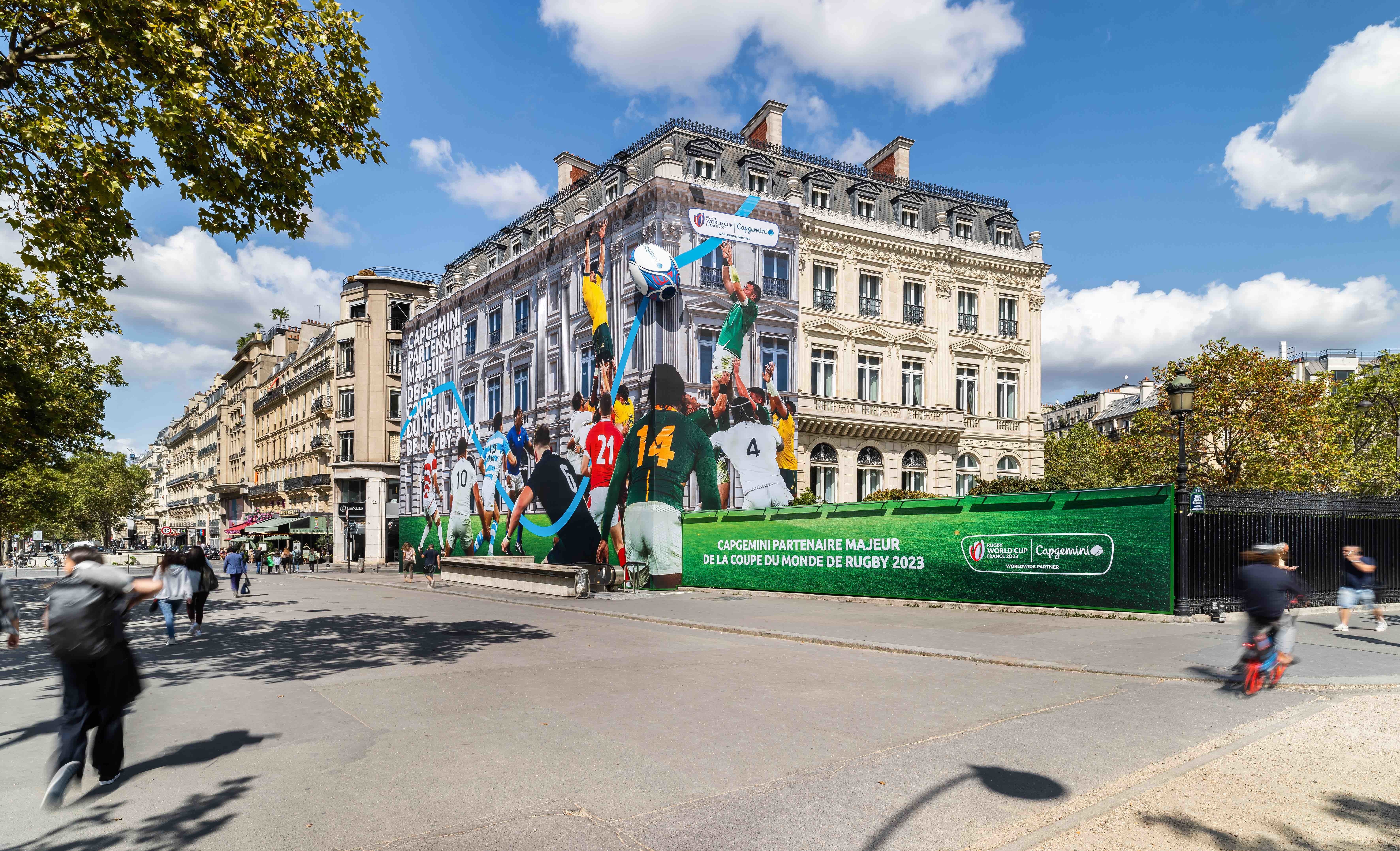 Cagemini a habillé son siège parisien aux couleurs de la Coupe du monde rugby 2023 - © Rémi Poulverel