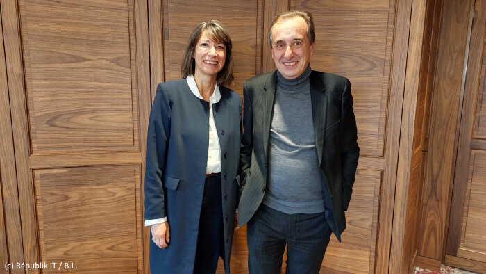 Claire Gathier-Caillaud, DRH filière SI, et Alain Voiment, CTO de la Société Générale. - © Républik IT / B.L.