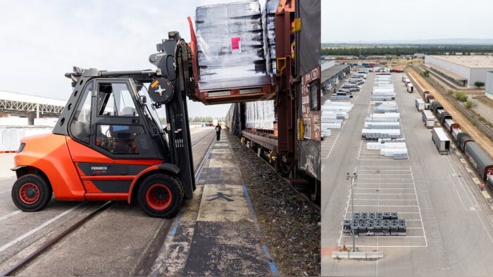 500 palettes de bouteilles d’eau d’Evian vont être expédiées chaque année par le rail. - © D.R.
