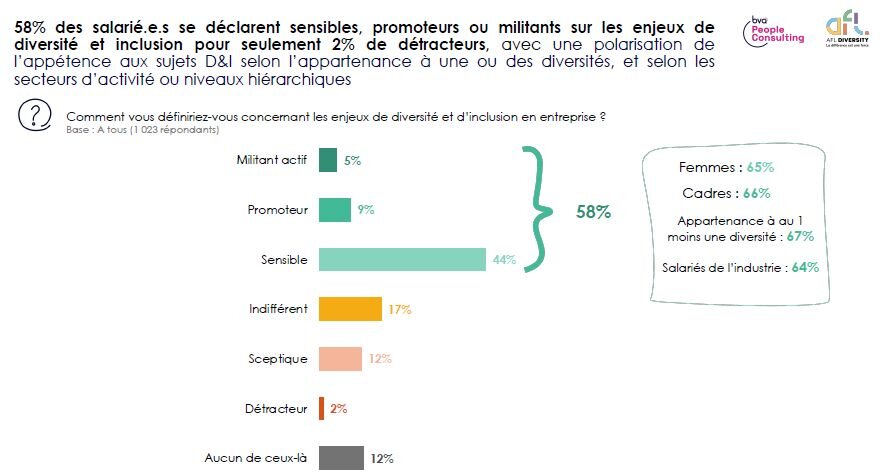 Principal slide de l’enquête 2024 de BVA people Consulting pour le compte d’AFL Diversity - © D.R.