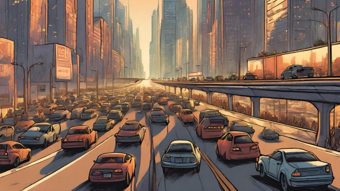 Selon le baromètre Alphabet, l’usage de la voiture se stabilise à 75 % en France. - © Générée par IA avec Canva