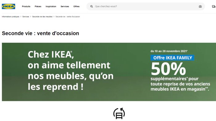 Ikea a ouvert une page dédiée à la seconde main sur son site e-commerce. - © Ikea