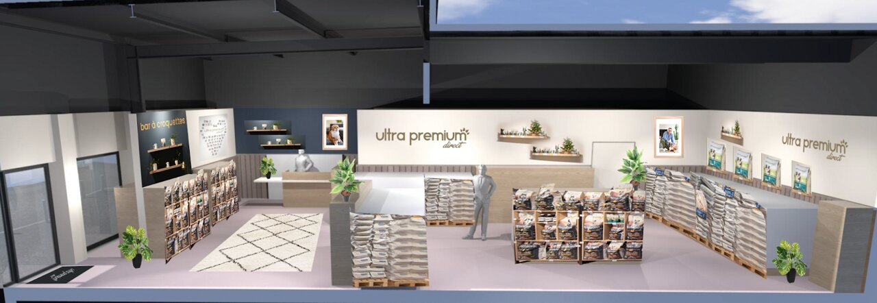 Modélisation du futur magasin d’Ultra Premium Direct de Pau. - © UPD