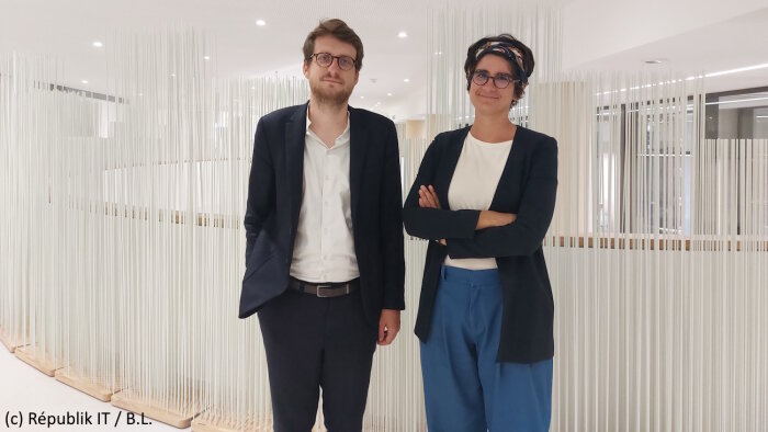 De gauche à droite : Pierre-Louis Rolle (ANCT) et Emma Ghariani (DINUM)  - © Républik IT / B.L.