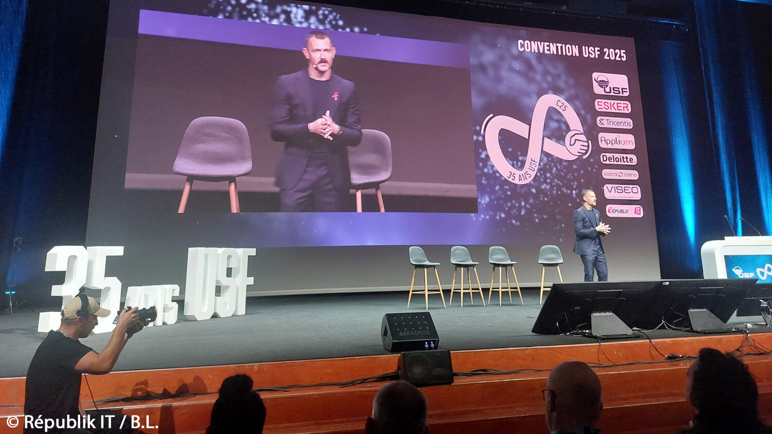 Olivier Nollent, PDG de SAP France, est intervenu sur la scène de la Convention USF. - © Républik IT / B.L.