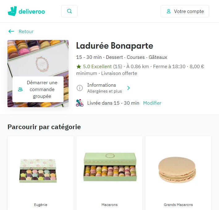 Ladurée livre depuis ses magasins parisiens via la plate-forme Deliveroo. - © D.R.