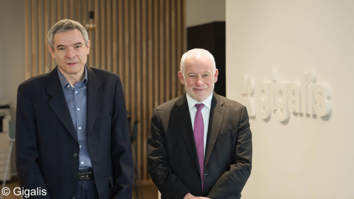 De gauche à droite : Jean-François Maurey, Directeur R&amp;T, et Jean-Pierre Sabio, DG de Gigalis. - © Gigalis