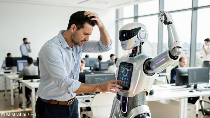 Si beaucoup utilisent ou tentent d’utiliser l’IA, bien peu sont formés.  - © Mistral.ai / B.L.