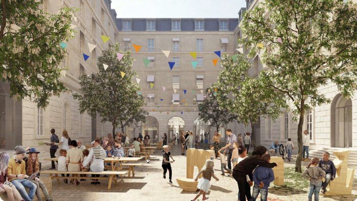 L’ancien siège de l’AP-HP reçoit jusqu’à l’été 2024 un projet d’urbanisme transitoire solidaire. - © L’Autre Image - Dominique Perrault Architecte - h2o Architectes - MBL Architectes - NDBA - Atelier Roberta - ADAGP