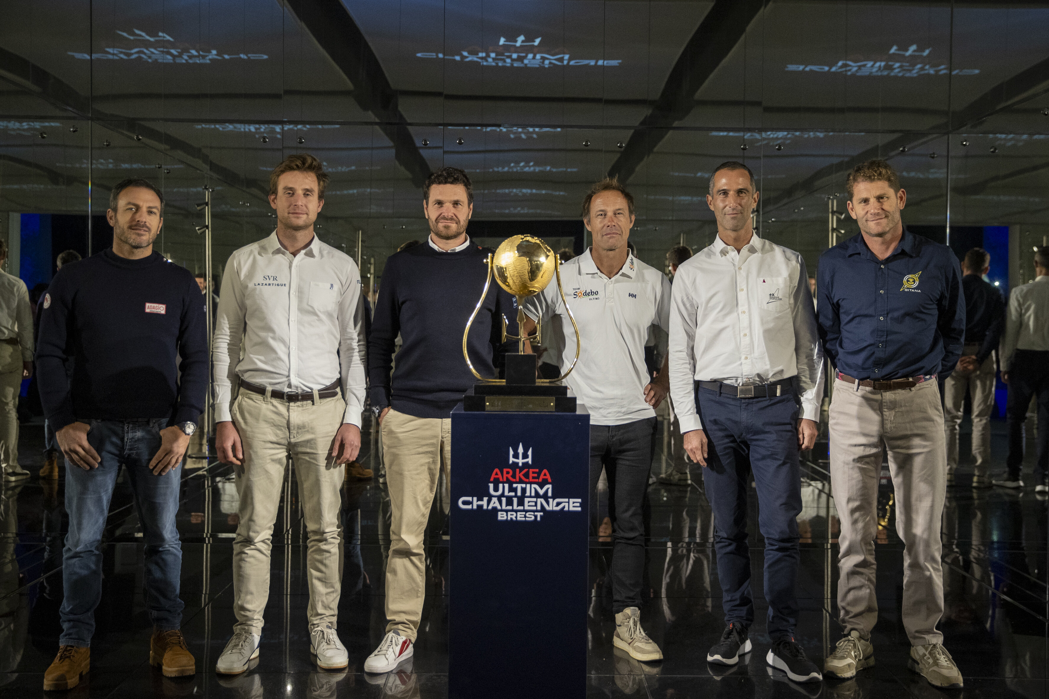 Les six skippers étaient présents à la Conférence de presse de présentation de l’Arkea Ultim Challenge-Brest  - © Alexis Courcoux