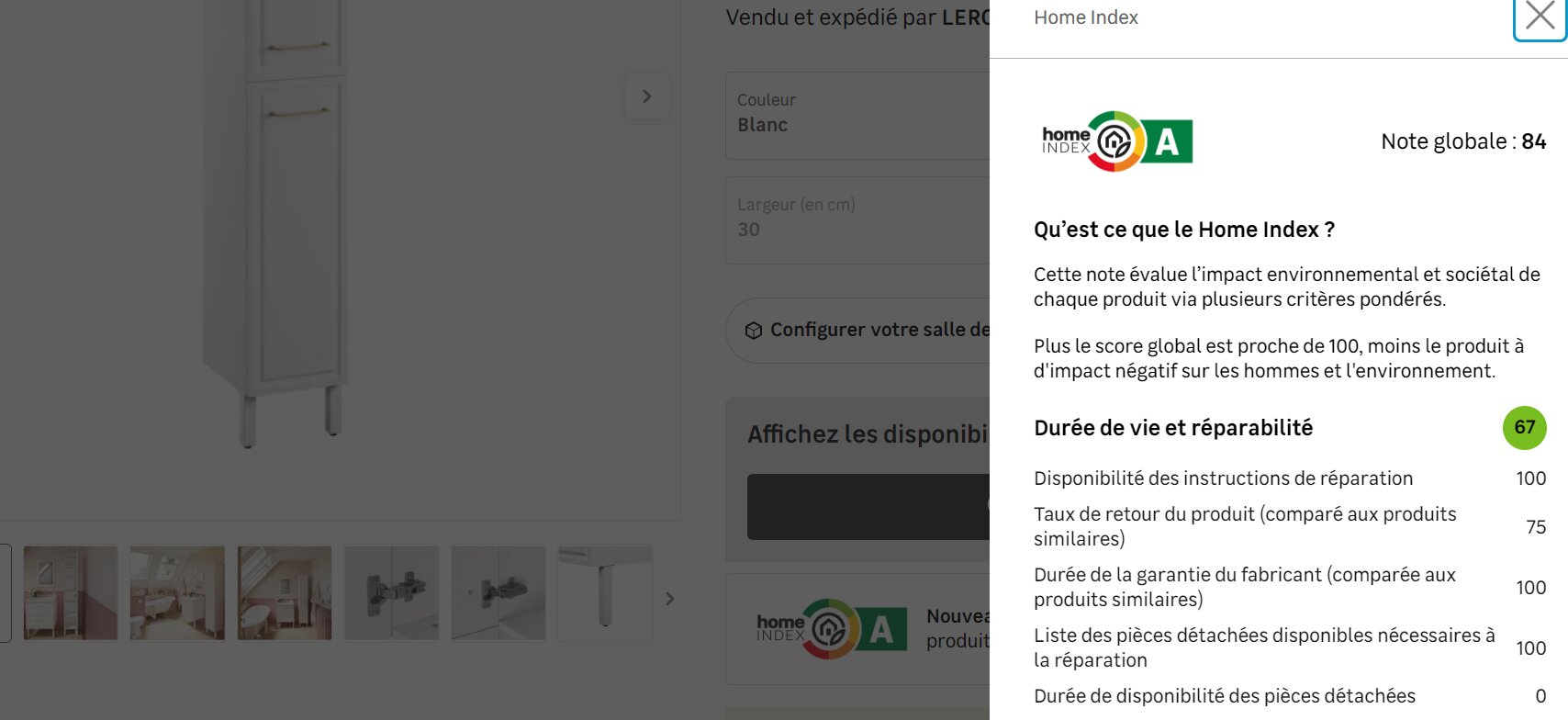 La fiche Home Index sur le site marchand - © D.R.