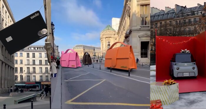 Trois exemples de Fake Out Of Home avec Swile, Jaquemus et Citroën. - © Swile - Jaquemus - Citroën