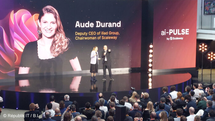  Aude Durand, CEO d’Iliad et présidente de Scaleway, a inauguré AI.Pulse au côté de Xavier Niel. - © Républik IT / B.L.