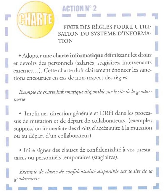Créer une charte sur l’utilisation du système d’information est un impératif. - © Gendarmerie Nationale