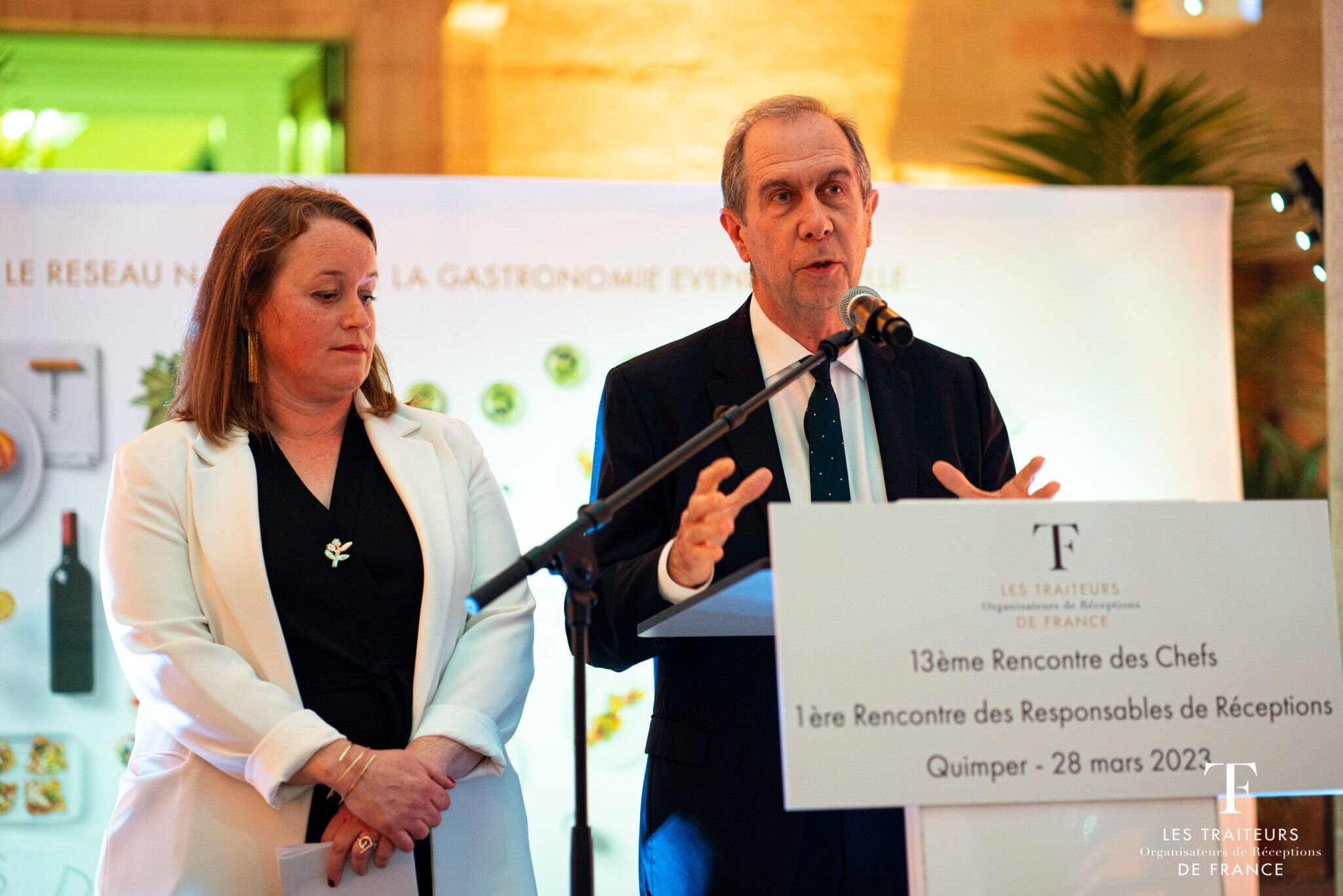 Claire Pennarum et Bernard Cabiron, co-présidents des Traiteurs de France présentent les grandes orientations stratégiques à trois ans - © Traiteurs de France