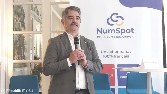 Alain Issarni, président exécutif de Numspot, lors de la conférence de presse du 29 novembre 2023.  - © Républik IT / B.L.