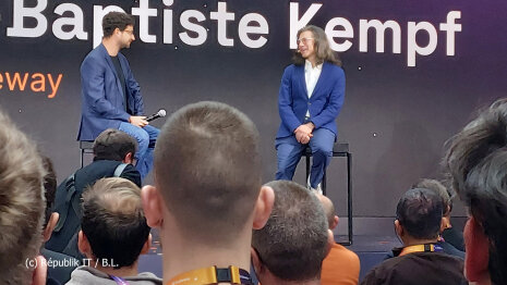 Bryan Catanzaro (vice-president recherche appliquée en deep learning, Nvidia) et Jean-Baptiste Kempf (CTO, Scaleway) - ©&amp;#160;Républik IT / B.L.