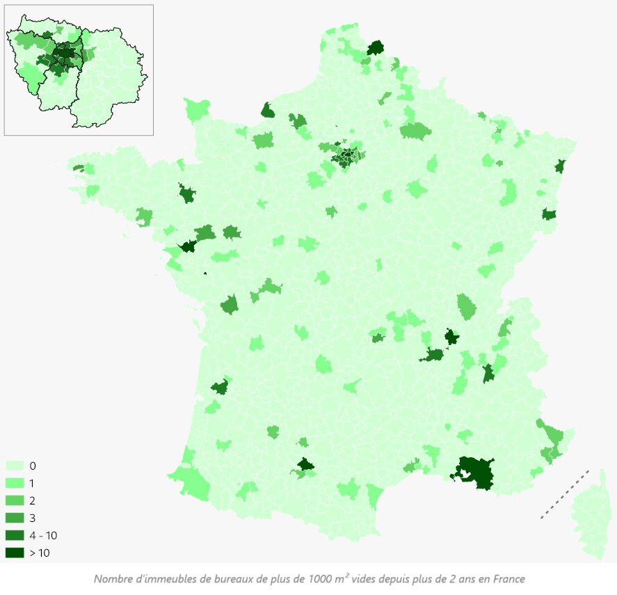 Immeubles structurellement vacants en France selon le Consortium des Bureaux en France - © Consortium des Bureaux en France