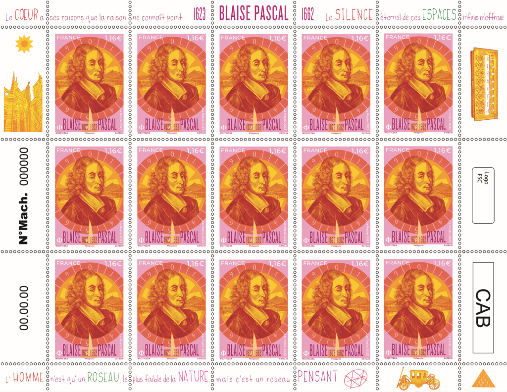 FEUILLE TIMBRES BLAISE PASCAL